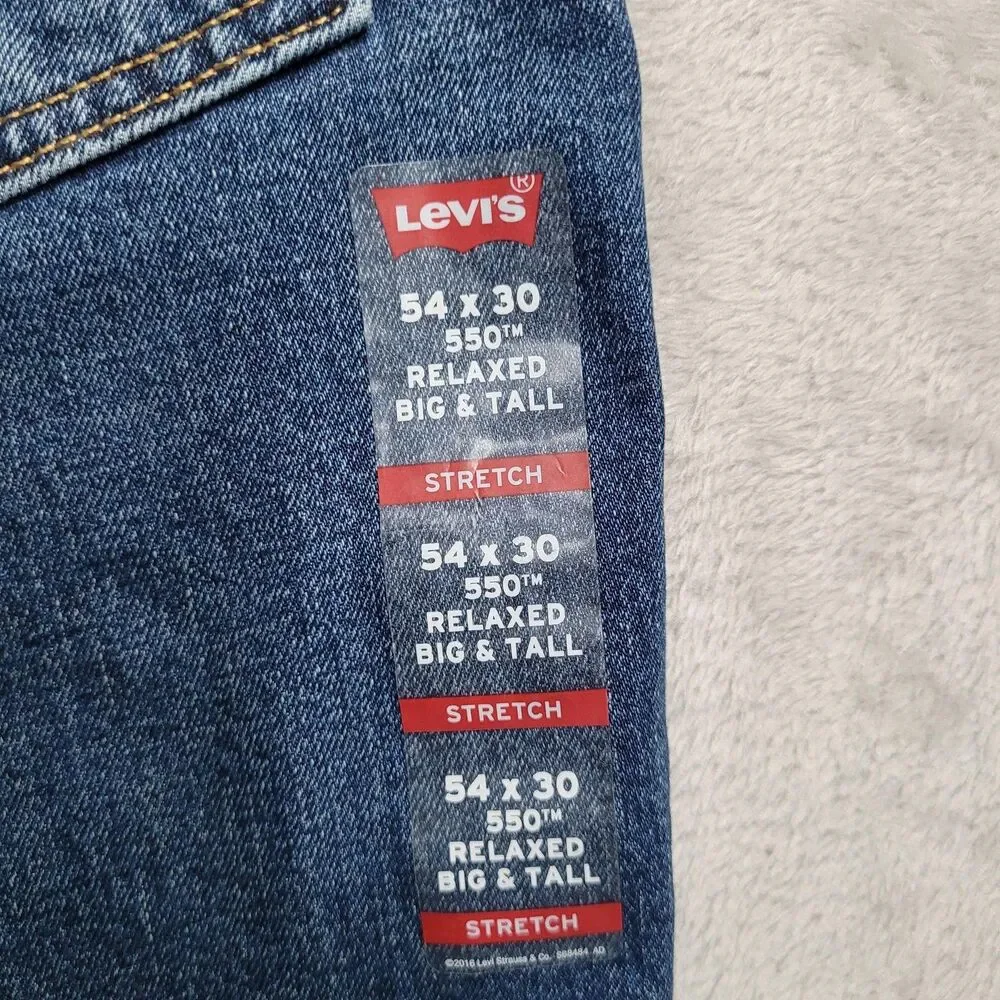 Levi's 550 Jeans Mens 54x30 Blue Med Wash Relaxed Tapered Stretch Denim Big Tall